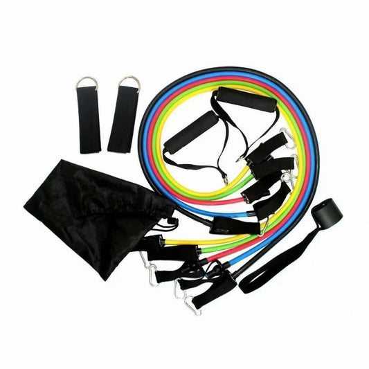 11Pcs TPE Resistance Band Set Fitness Band Pull Rope Elastic Training Band with Door Anchor Handles Carry Bag Legs Ankle Straps