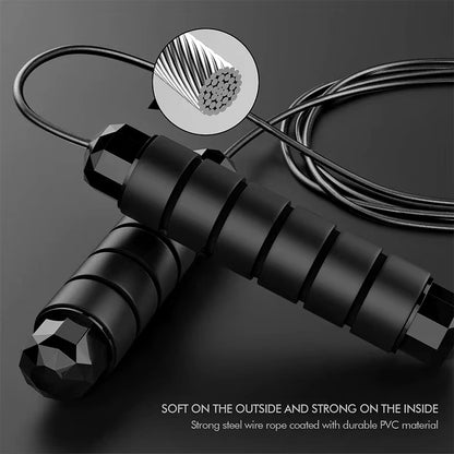 With Ball Bearings Adjustable Tangle-Free Speed Wire Jump Rope Workout with Foam Handles for Fitness Home Workouts and Slim Body